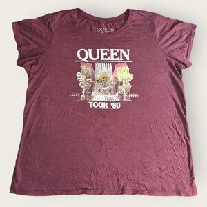 Queen Tour 1980 Graphic Tee — Maroon — Women’s 3XL